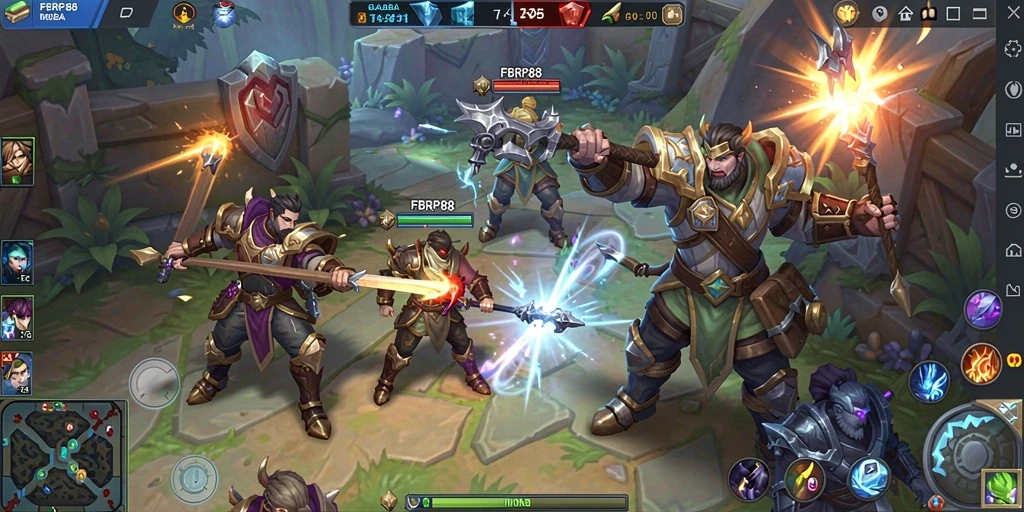 Screenshot FBRP88 menunjukkan aksi pertarungan menegangkan MOBA