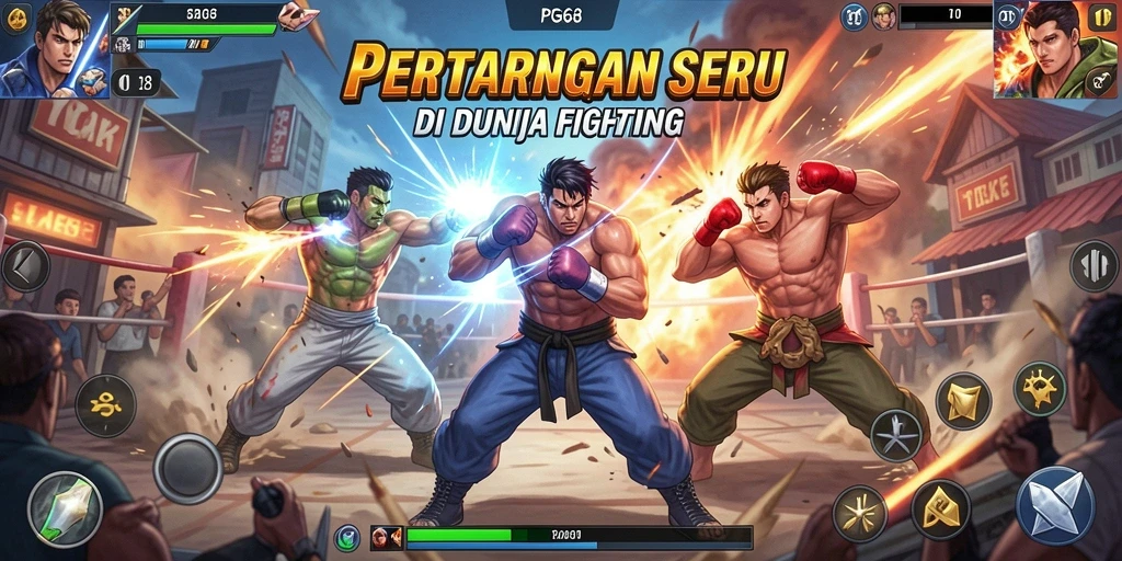 Gameplay PGG68 yang menampilkan pertarungan seru dan karakter unik.