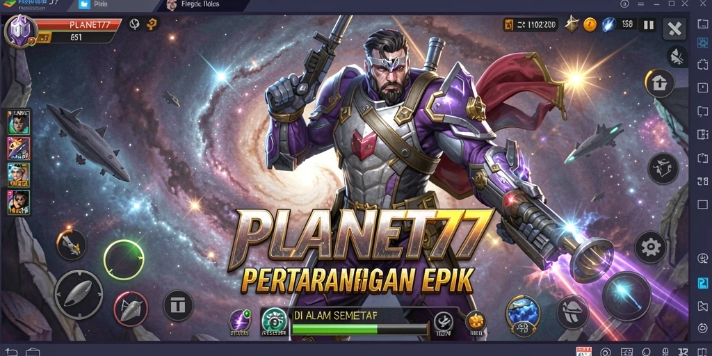 Tangkapan layar menampilkan pertarungan intens di <strong>PLANET77</strong>.