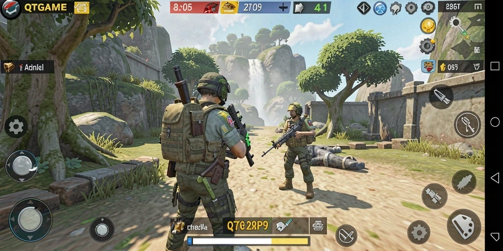 Tampilan gameplay menarik dari QTGAME dengan aksi tembak-menembak seru.