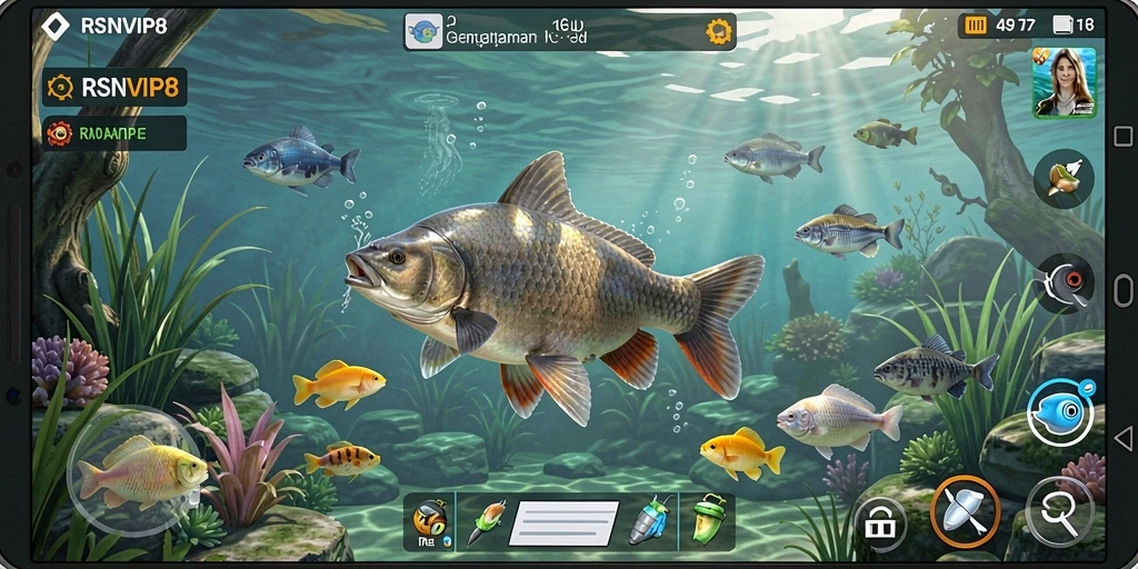 Tampilan gameplay RSNVIP8 yang menakjubkan saat memancing.