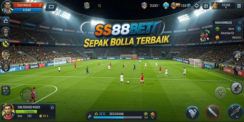 Tampilan gameplay menegangkan di SS88BET dengan aksi sepak bola nyata.