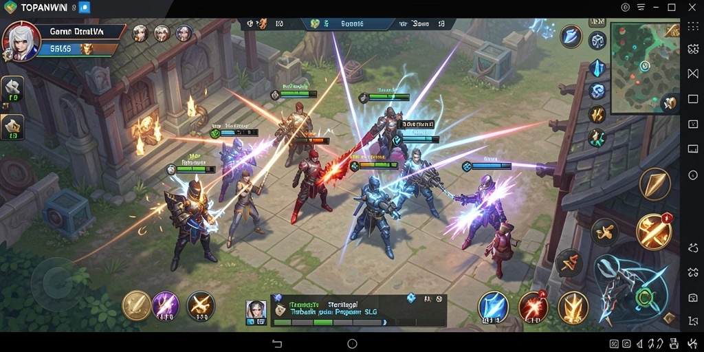 Screenshot gameplay TOPANWIN menunjukkan aksi pertempuran strategis yang mendebarkan.