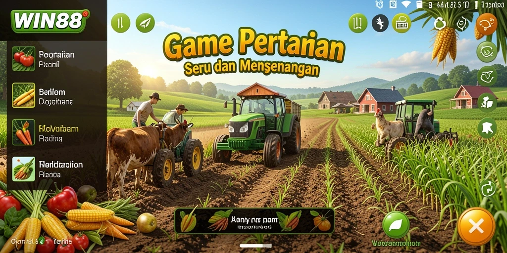 Tampilan gameplay farming yang menarik di WIN88.